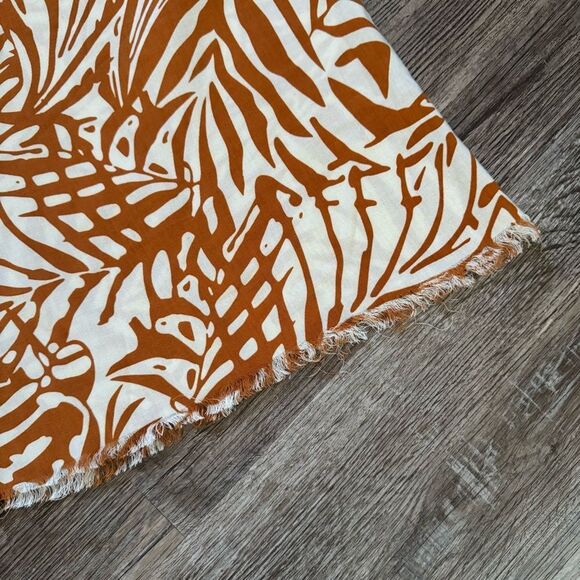 Patrons Of Peace Mustard & White Tropical Print Wide Leg Cropped Pants Sz Small - Picture 8 of 13